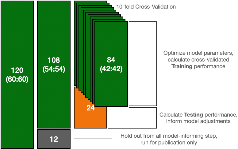 Figure 12: A. Diagram of study sampling, training, and testing design.